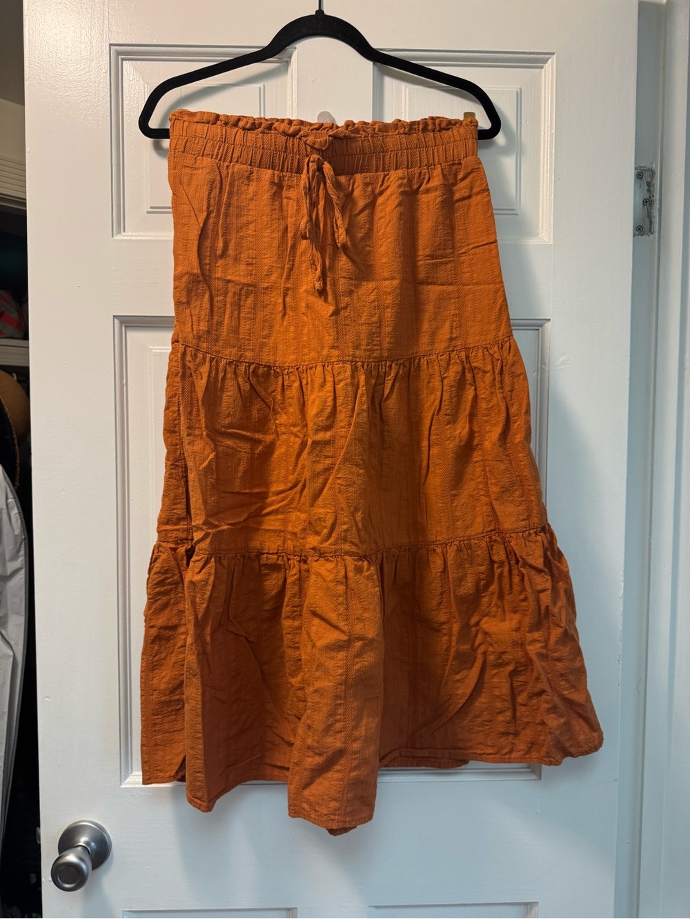 Cider Tiered Maxi Skirt in Vibrant Orange